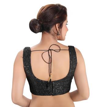 women's net padded back open sleeveless saree blouse 2