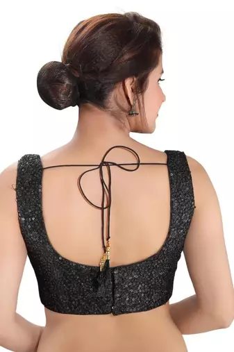 women's net padded back open sleeveless saree blouse