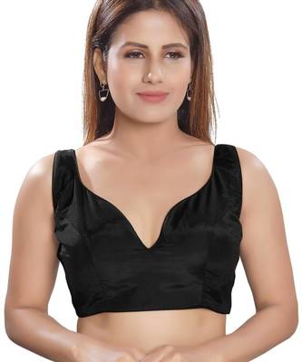 women's silk blend  padded back open sleeveless saree blouse 1