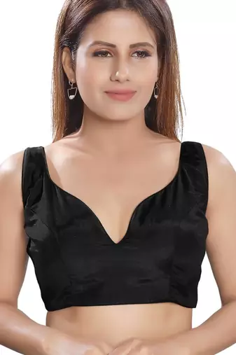 women's silk blend  padded back open sleeveless saree blouse