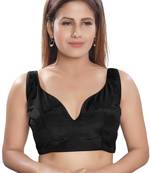 women's silk blend  padded back open sleeveless saree blouse