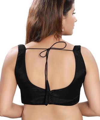 women's silk blend  padded back open sleeveless saree blouse 2