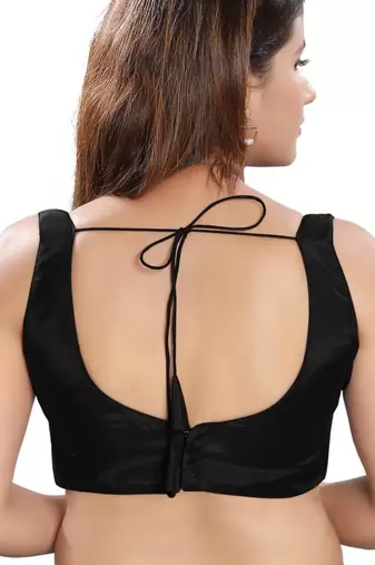 women's silk blend  padded back open sleeveless saree blouse