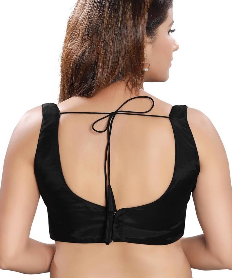 women's silk blend  padded back open sleeveless saree blouse