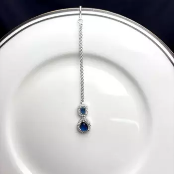 Blue Stone Kundan Maang Tikka, Indian Bridal Headpiece 3