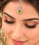 Green Stone Kundan Maang Tikka, Indian Bridal Headpiece