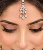 Crystal Maang Tikka, Silver Tone Bridal Headpiece
