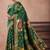 Bottle green banarasi cotton silk kota saree with woven zari work blouse