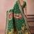 Bottle green banarasi cotton silk kota saree with woven zari work blouse