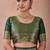 Bottle green banarasi cotton silk kota saree with woven zari work blouse