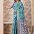 Rama green banarasi cotton silk kota saree with woven zari work, floral pallu and blouse