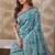 Rama green banarasi cotton silk kota saree with woven zari work, floral pallu and blouse
