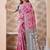 Rani pink banarasi cotton silk kota saree with woven zari work, floral pallu and blouse