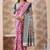 Rani pink banarasi cotton silk kota saree with woven zari work, floral pallu and blouse