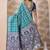 Rama green banarasi cotton silk kota saree with woven zari work, floral pallu and blouse