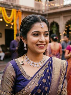 Lavender  necklace set with earrings & maang tikka kundan & agate stone lekar gold plating 4