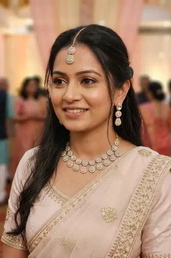 Pista pink necklace set with earrings & maang tikka kundan & agate stone lekar gold plating