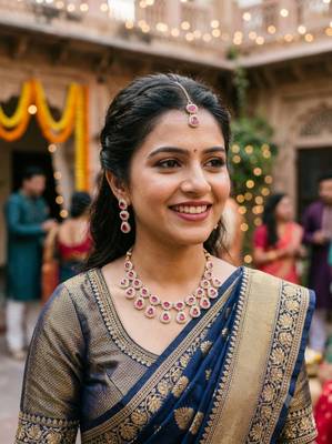 Rani necklace set with earrings & maang tikka kundan & agate stone lekar gold plating 4