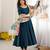 Teal blue premium anarkali gown with printed dupatta & pant