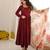 Maroon premium anarkali gown with printed dupatta & pant