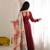 Maroon premium anarkali gown with printed dupatta & pant