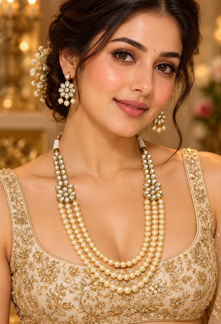 Statement Multi Layer Kundan Gold Plated Necklace Set