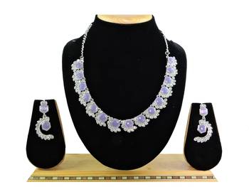 Purple color rhodium plating festive wear designer necklace set 1