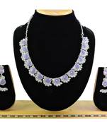 Purple color rhodium plating festive wear designer necklace set