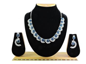Beige color rhodium plating festive wear designer necklace set 1