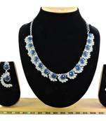 Beige color rhodium plating festive wear designer necklace set