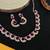 Pink color rhodium plating festive wear designer necklace set