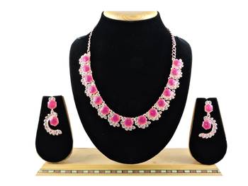 Maroon color rhodium plating festive wear designer necklace set 1