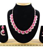 Maroon color rhodium plating festive wear designer necklace set