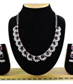 Purple color rhodium plating festive wear designer necklace set