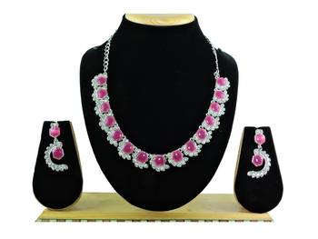 Maroon color rhodium plating festive wear designer necklace set 1