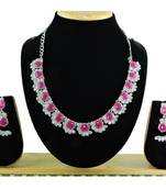 Maroon color rhodium plating festive wear designer necklace set