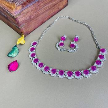 Maroon color rhodium plating festive wear designer necklace set 2