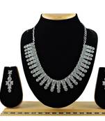Grey color rhodium plating festive wear designer necklace set