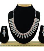 Pink color rhodium plating festive wear designer necklace set