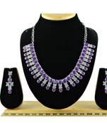 Purple color rhodium plating festive wear designer necklace set
