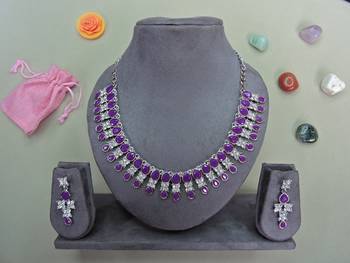 Purple color rhodium plating festive wear designer necklace set 2