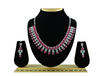 Maroon color rhodium plating festive wear designer necklace set 1