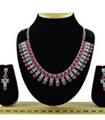Maroon color rhodium plating festive wear designer necklace set
