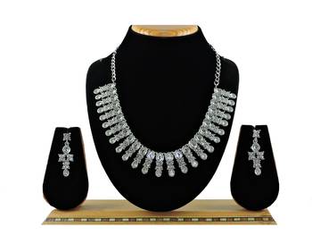 White color rhodium plating festive wear designer necklace set 1