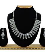 White color rhodium plating festive wear designer necklace set