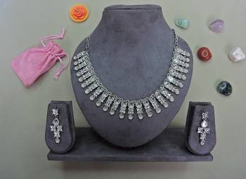 White color rhodium plating festive wear designer necklace set 2