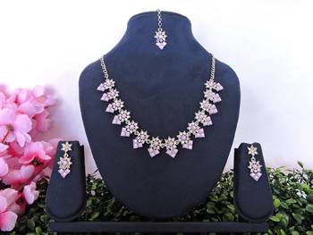 Purple color rhodium plating festive wear designer necklace set 1