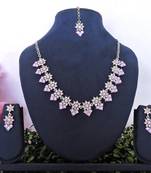 Purple color rhodium plating festive wear designer necklace set