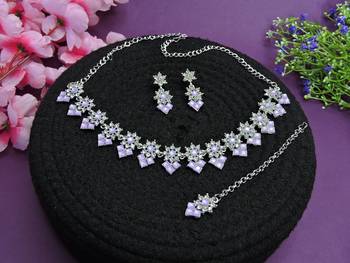 Purple color rhodium plating festive wear designer necklace set 2
