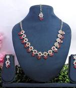 Maroon color rhodium plating festive wear designer necklace set